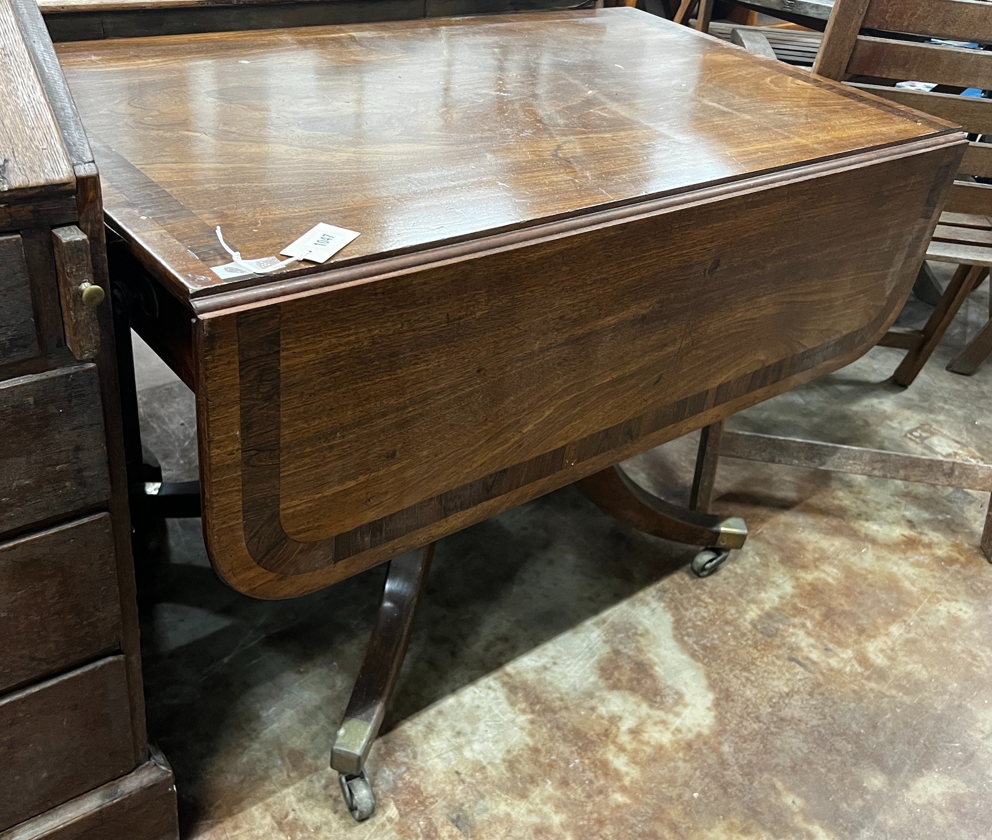 A Regency banded mahogany Pembroke breakfast table, width 106cm depth 59cm height 81cm